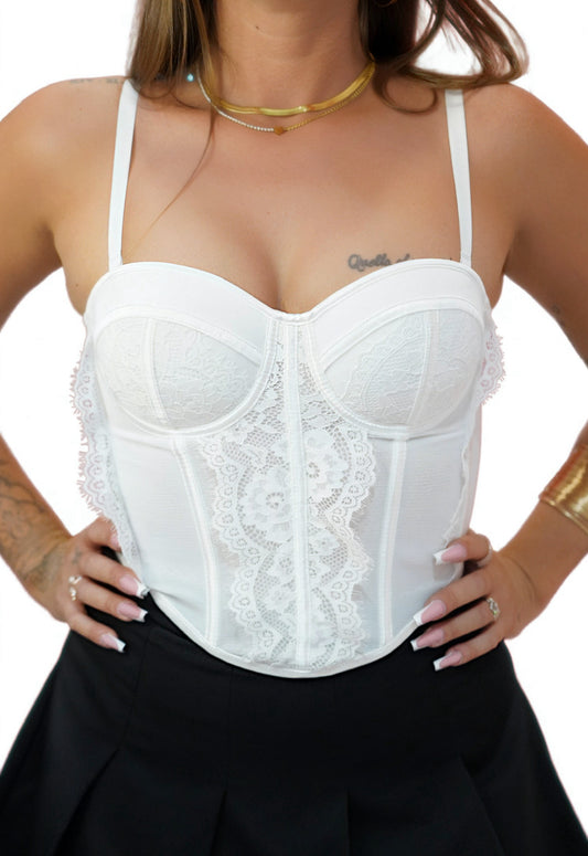 Corsetto Bianco in Pizzo con Spalline